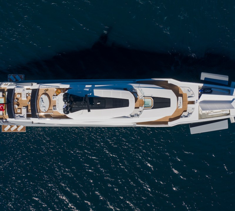 aerial view of the superyacht
