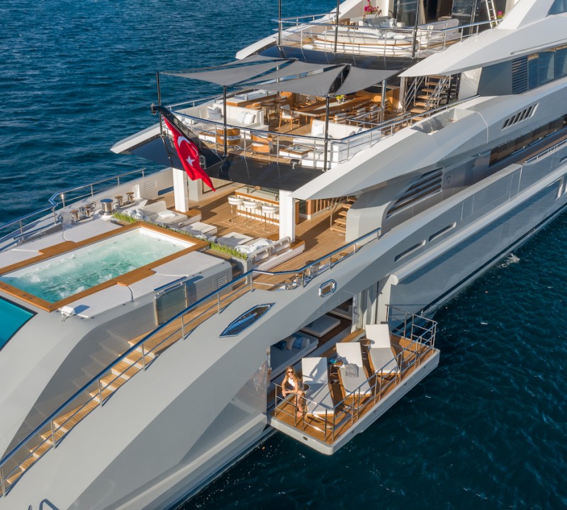 fabulous aft decks of 80m superyacht